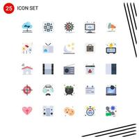 Universal Icon Symbols Group of 25 Modern Flat Colors of loud tv data television monitor Editable Vector Design Elements