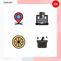 4 Filledline Flat Color concept for Websites Mobile and Apps location food pin financial lemon Editable Vector Design Elements