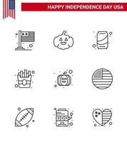 Stock Vector Icon Pack of American Day 9 Line Signs and Symbols for american pumpkin can american food Editable USA Day Vector Design Elements