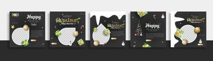 set of christmas social media post template web banner for promotions your product. vector