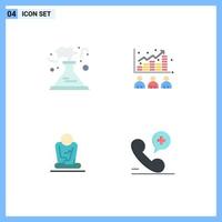 Set of 4 Vector Flat Icons on Grid for factory fast smoke index training Editable Vector Design Elements