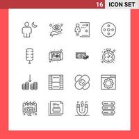 Modern Set of 16 Outlines and symbols such as reel camera reel view person fired Editable Vector Design Elements