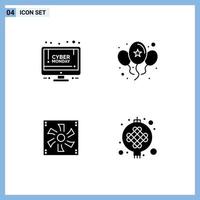 Stock Vector Icon Pack of 4 Line Signs and Symbols for online shop compter monday party device Editable Vector Design Elements