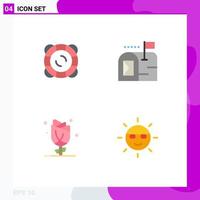 4 User Interface Flat Icon Pack of modern Signs and Symbols of protection flower float mailbox rose Editable Vector Design Elements