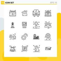 Collection of 16 Universal Line Icons. Icon Set for Web and Mobile. vector