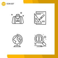 4 Icon Set. Line Style Icon Pack. Outline Symbols isolated on White Backgound for Responsive Website Designing. vector