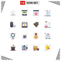 User Interface Pack of 16 Basic Flat Colors of tablets paper contact document shield Editable Pack of Creative Vector Design Elements