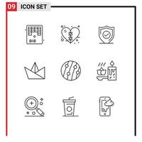 Pack of 9 Modern Outlines Signs and Symbols for Web Print Media such as scalp dandruff dandruff confirm paper hobby Editable Vector Design Elements