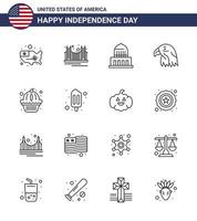 16 Creative USA Icons Modern Independence Signs and 4th July Symbols of usa bird tourism animal landmark Editable USA Day Vector Design Elements