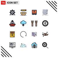 Set of 16 Modern UI Icons Symbols Signs for server safety development money deposit Editable Creative Vector Design Elements