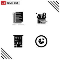 Set of Vector Solid Glyphs on Grid for code buildings files shopping retail Editable Vector Design Elements