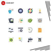 conjunto de 16 iconos de interfaz de usuario modernos símbolos signos para acampar llama mapquest rueda de fuego paquete editable de elementos de diseño de vectores creativos