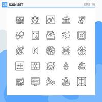 Mobile Interface Line Set of 25 Pictograms of idea usa cleaning american bank Editable Vector Design Elements