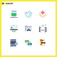 Stock Vector Icon Pack of 9 Line Signs and Symbols for data wifi hands screen screen Editable Vector Design Elements