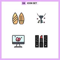 Set of 4 Modern UI Icons Symbols Signs for skate screen winter heart easter Editable Vector Design Elements