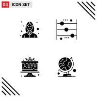 4 Universal Solid Glyph Signs Symbols of avatar cake beautician calculator food Editable Vector Design Elements