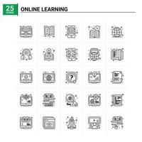 25 Online Learning icon set vector background
