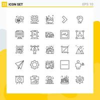 Universal Icon Symbols Group of 25 Modern Lines of communications thoughts bowl mind next Editable Vector Design Elements