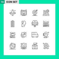 User Interface Pack of 16 Basic Outlines of develop code protect c arrow Editable Vector Design Elements