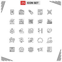 Universal Icon Symbols Group of 25 Modern Lines of report page pincers data tool Editable Vector Design Elements