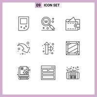 Set of 9 Commercial Outlines pack for box pointer cash direction share Editable Vector Design Elements