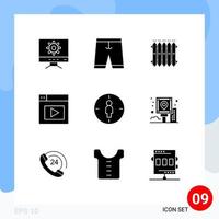 User Interface Pack of 9 Basic Solid Glyphs of male video radiator design heat Editable Vector Design Elements