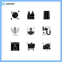 Universal Icon Symbols Group of 9 Modern Solid Glyphs of offshore education teamwork art digital art Editable Vector Design Elements