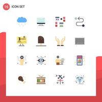 Set of 16 Modern UI Icons Symbols Signs for copy right road monitor destination page Editable Pack of Creative Vector Design Elements