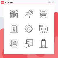 9 Creative Icons Modern Signs and Symbols of setting gear chat diploma certificate Editable Vector Design Elements