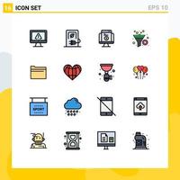 16 iconos creativos, signos y símbolos modernos de estaciones de filtro de clasificación, compras en el sitio web, elementos de diseño de vectores creativos editables