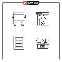 conjunto de 4 iconos de interfaz de usuario modernos signos de símbolos para el lector de automóviles presentación de viajes en vehículos elementos de diseño vectorial editables vector