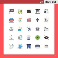 Pack of 25 Modern Flat Colors Signs and Symbols for Web Print Media such as coding purse park personal finance Editable Vector Design Elements