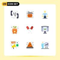 Modern Set of 9 Flat Colors and symbols such as money cost smiley bag judgment Editable Vector Design Elements