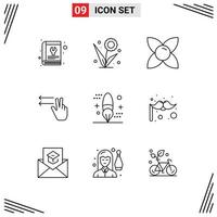 Modern Set of 9 Outlines Pictograph of brush gesture nature fingers herb Editable Vector Design Elements