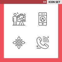 Group of 4 Filledline Flat Colors Signs and Symbols for arrow phone efforts friend decorate Editable Vector Design Elements