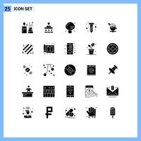 Solid Glyph Pack of 25 Universal Symbols of hot tea drinks screw diy Editable Vector Design Elements