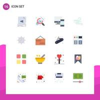 Universal Icon Symbols Group of 16 Modern Flat Colors of spring weather search blow pc Editable Pack of Creative Vector Design Elements