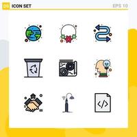 Set of 9 Modern UI Icons Symbols Signs for creative travel watch kit guide map Editable Vector Design Elements