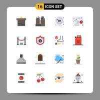 16 Universal Flat Color Signs Symbols of queue pie location graph business Editable Pack of Creative Vector Design Elements