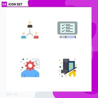 conjunto de pictogramas de 4 iconos planos simples de desarrollo de equipo de grupo pin de estructura elementos de diseño vectorial editables vector