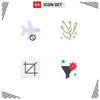 Universal Icon Symbols Group of 4 Modern Flat Icons of cancel crop transport anemone flower interface Editable Vector Design Elements