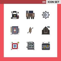 Stock Vector Icon Pack of 9 Line Signs and Symbols for canoe development gear draw tool Editable Vector Design Elements