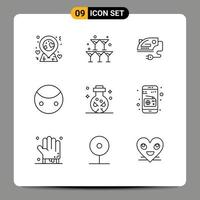 Outline Pack of 9 Universal Symbols of ritual knife home symbols sign Editable Vector Design Elements