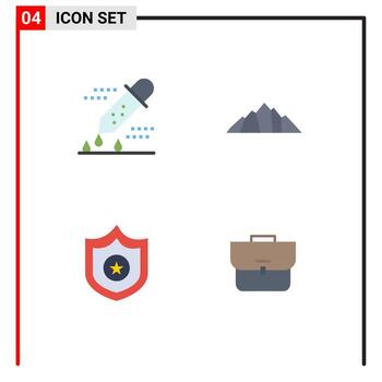 Set of 4 Vector Flat Icons on Grid for chemical test scene pipette dropper landscape sheriff Editable Vector Design Elements