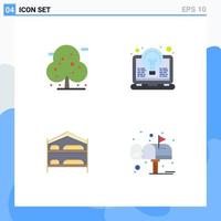 Universal Icon Symbols Group of 4 Modern Flat Icons of beach bed tree idea service Editable Vector Design Elements