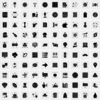 Set of 100 Business Solid Glyph icons vector