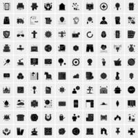 Set of 100 Business Solid Glyph icons vector