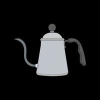 Kettle vector art. Teapot logo. Kettle with handle isolated on black background. Kettle in art style vector icon.