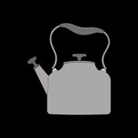 Kettle vector art. Teapot logo. Kettle with handle isolated on black background. Kettle in art style vector icon.