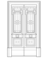 arte vectorial de línea de puerta antigua. puerta antigua aislada sobre fondo blanco. puerta antigua en vector de estilo de arte de línea. para colorear libro